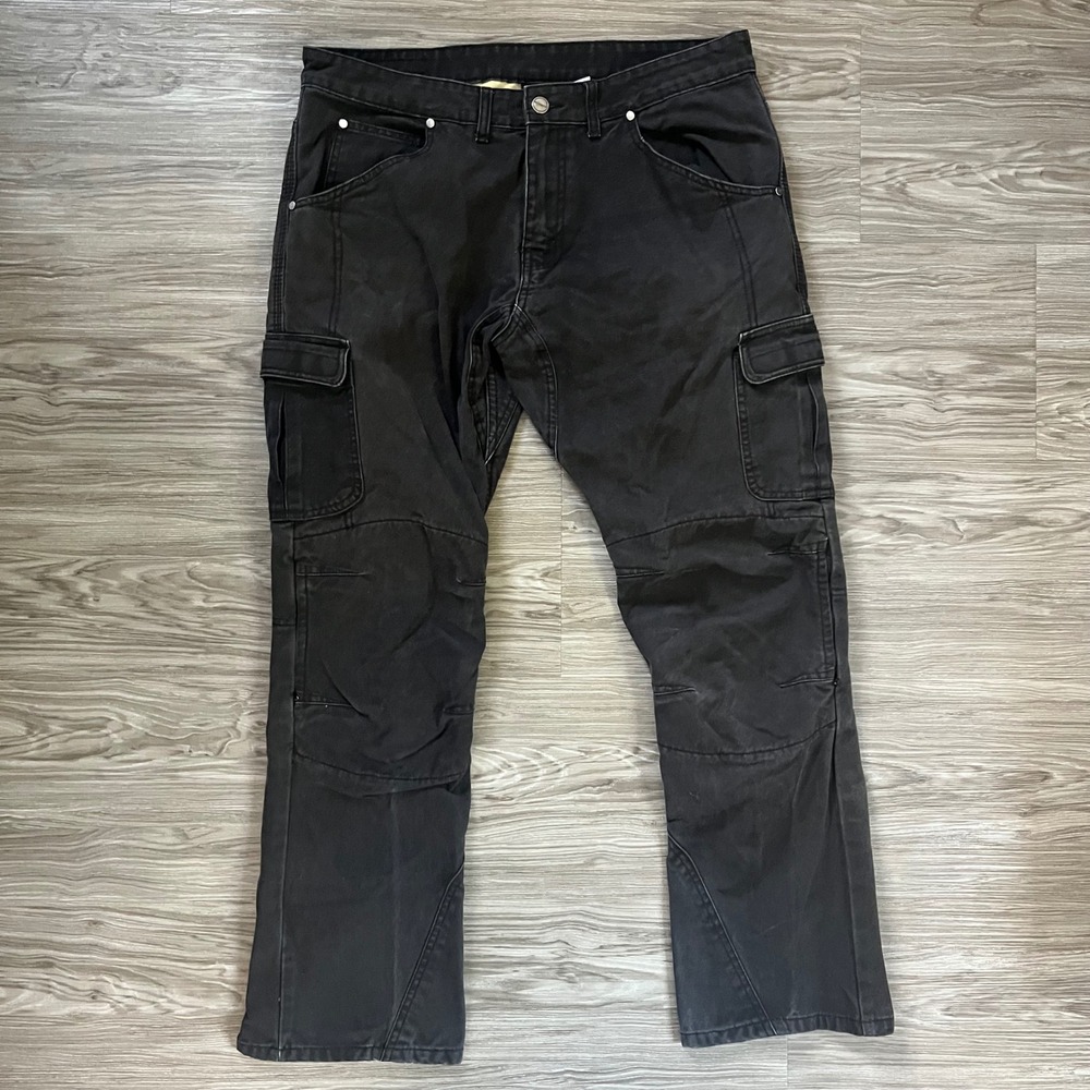 Iron Workers Motorcycle Cargo Pants Black Aramid Lined Riding Trousers 36x32